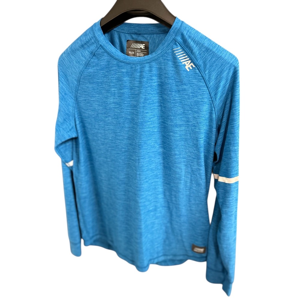 American Eagle Outfitters AE Flex Long Sleeve Athletic Shirt Blue Mens M